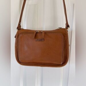 VTG Fossil Leather Purse Shoulder Bag Camel Tan Wallet Boho Indie Classic AA25